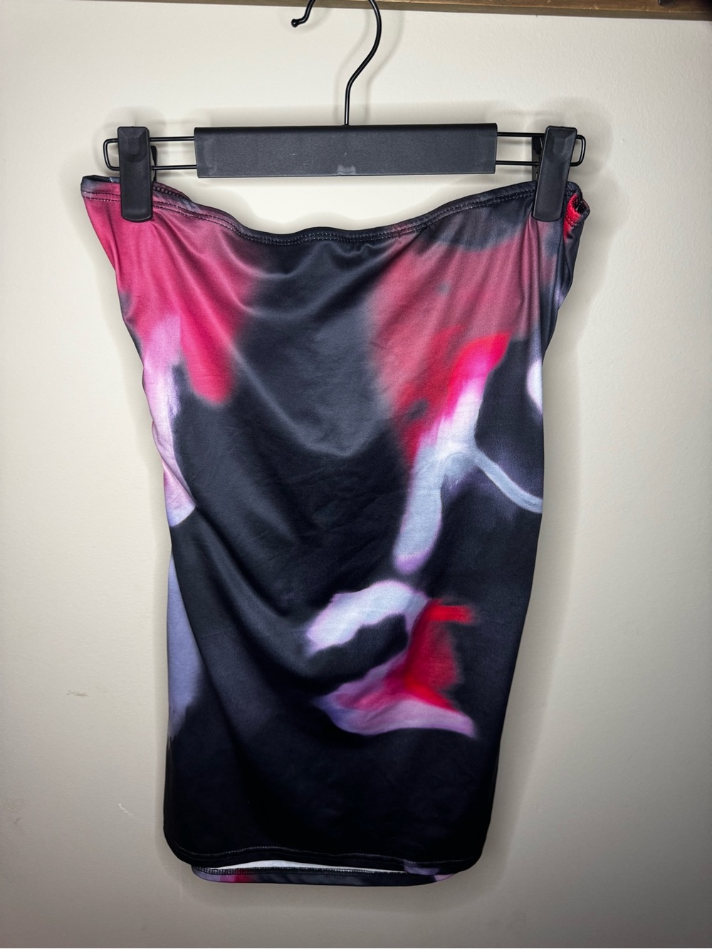 Black & Pink Abstract Tube Dress